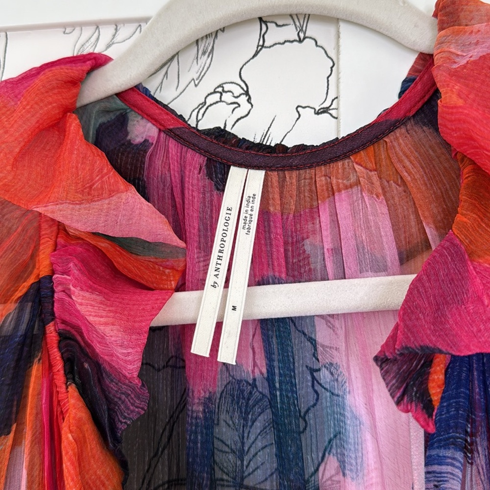 Anthropologie Marais chiffon watercolor tiered maxi dress - Picture 7 of 11